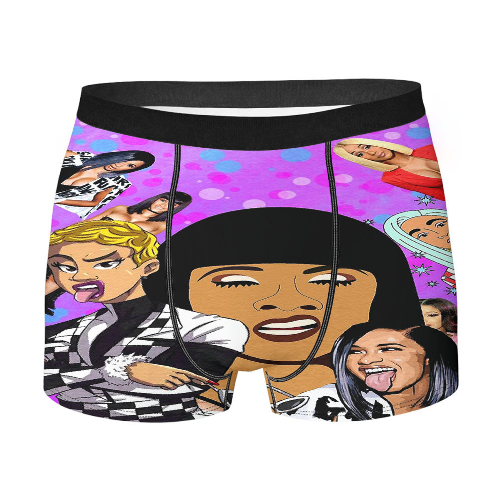Cardi B Pattern Face Men's Boxer Briefs