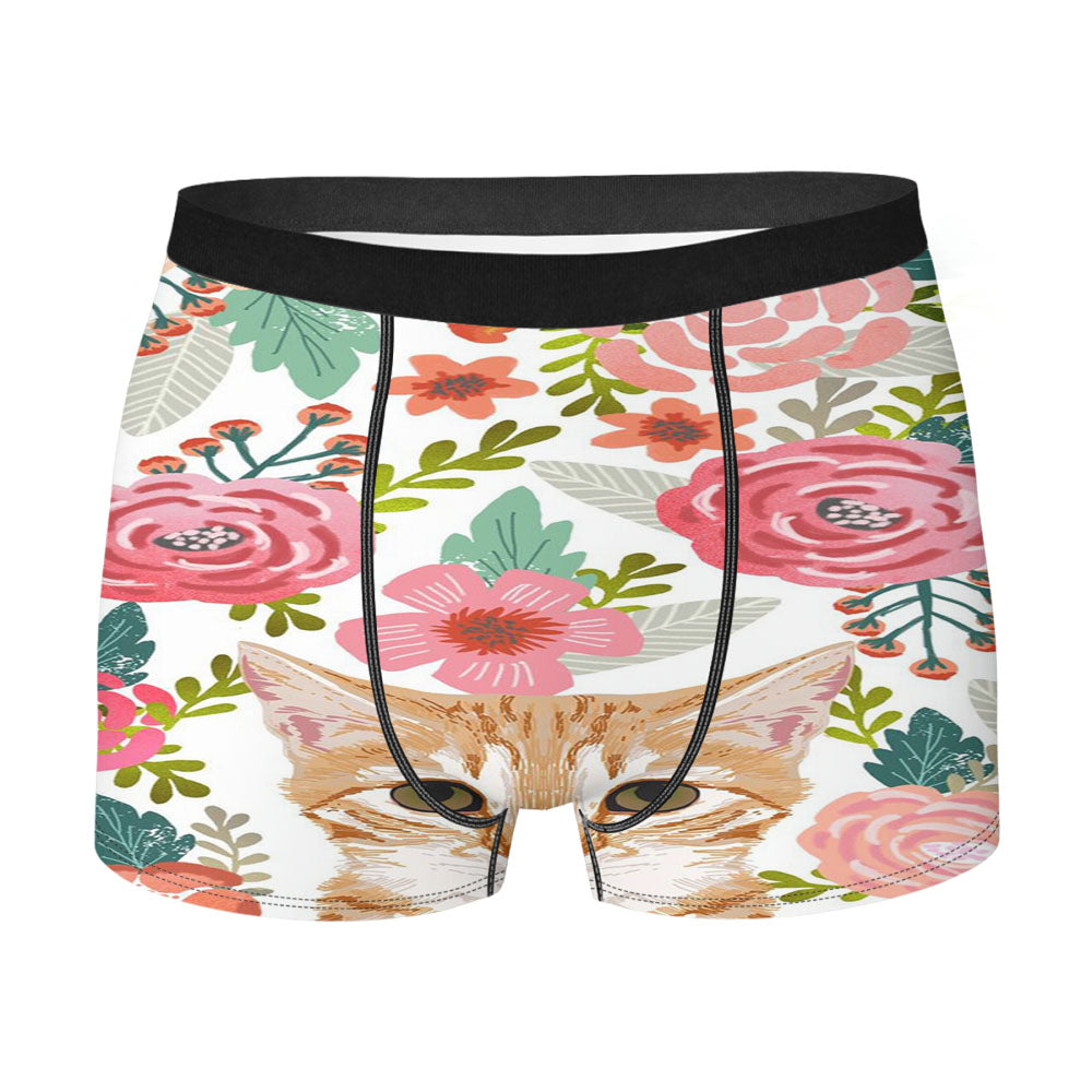 Cat Floral Cute Men's Boxer Briefs