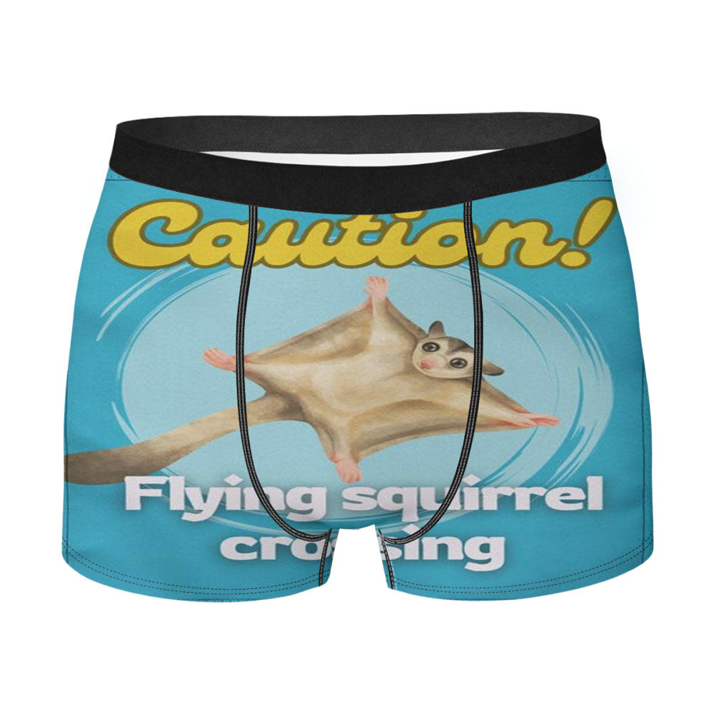 Caution Flying Squirrel Crossing Men's Boxer Briefs