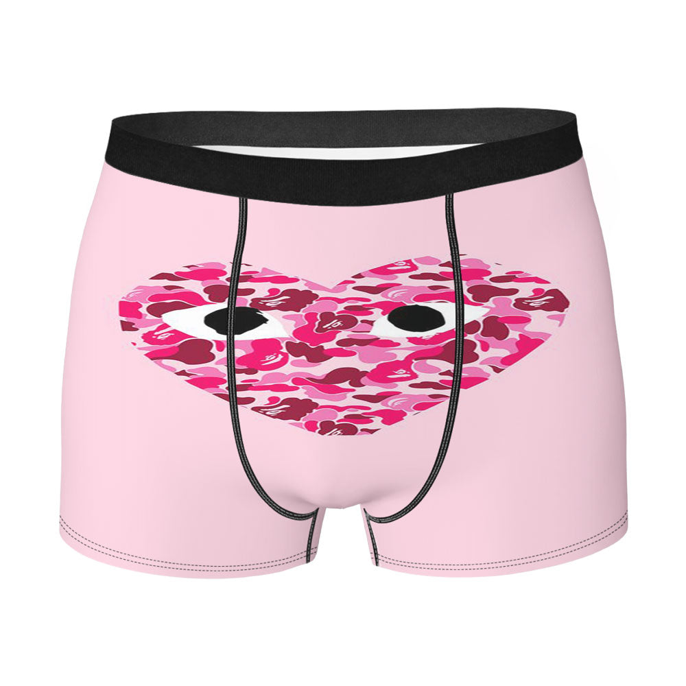 Cdg Love Bape Pattern Style Men's Boxer Briefs