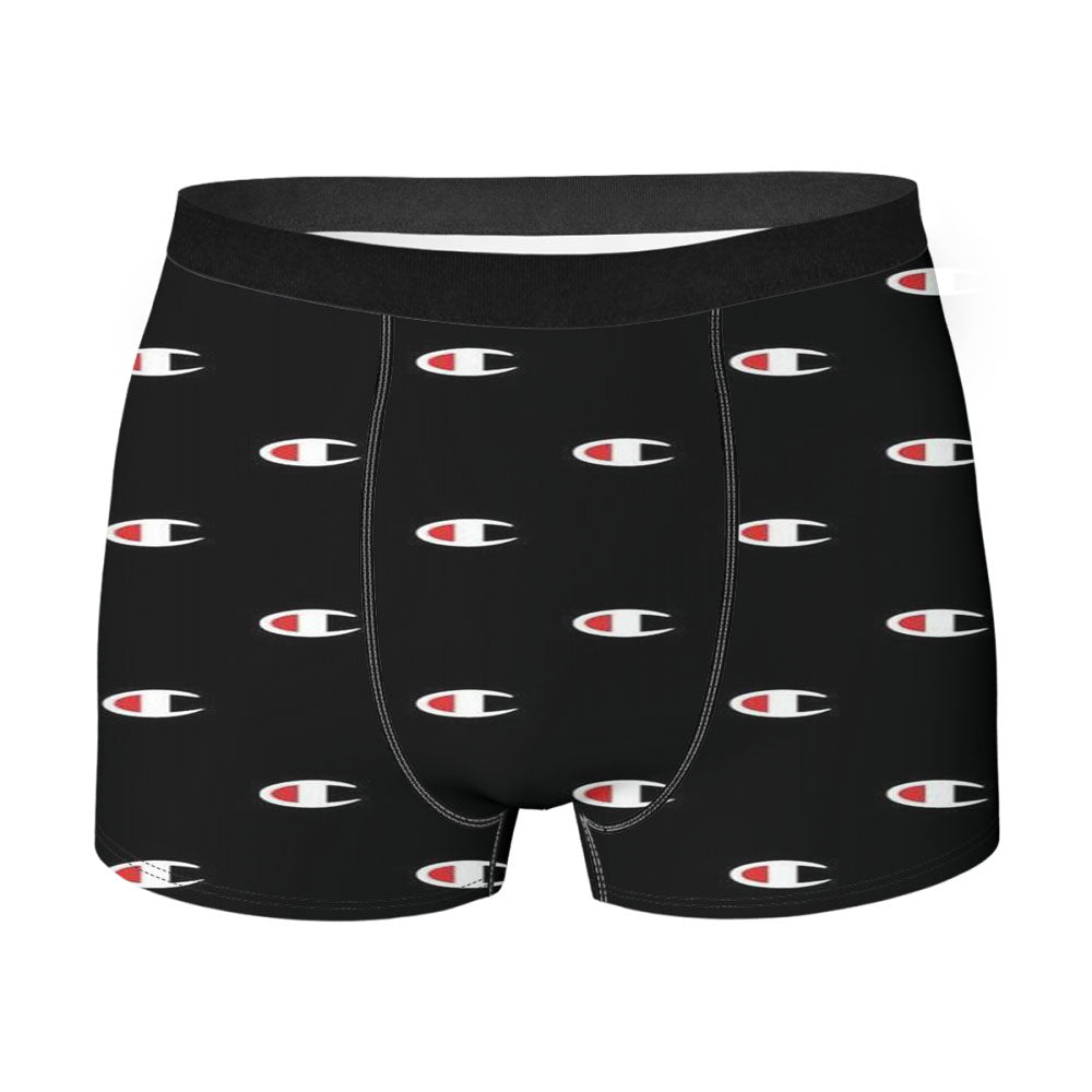 Champion Style Pattern In Black Men's Boxer Briefs