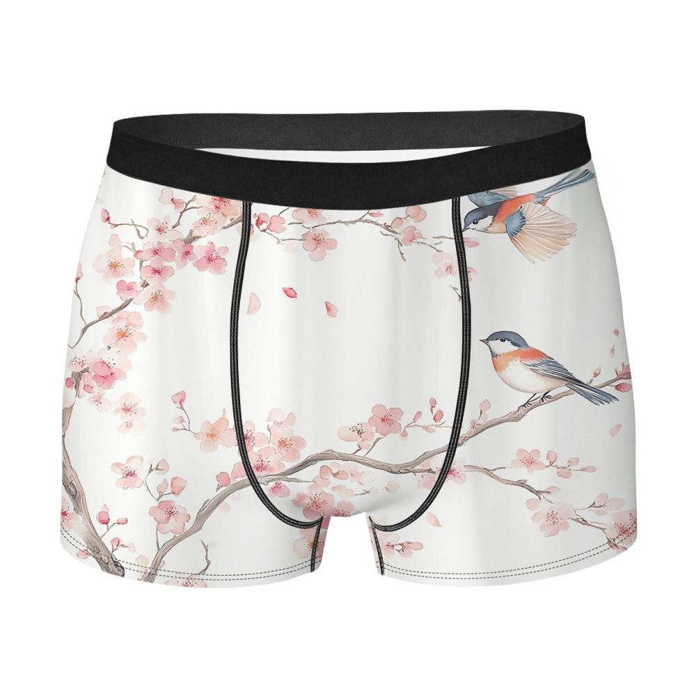 Cherry Blossom Bird Men's Boxer Briefs