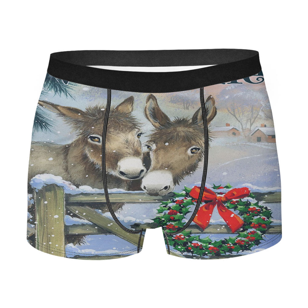Christmas Farm Animals Donkeys Men's Boxer Briefs