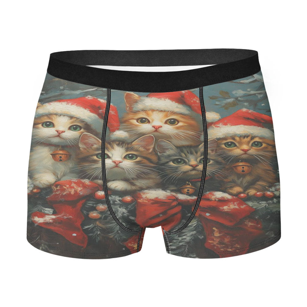 Christmas Santa Hat Kittens Men's Boxer Briefs