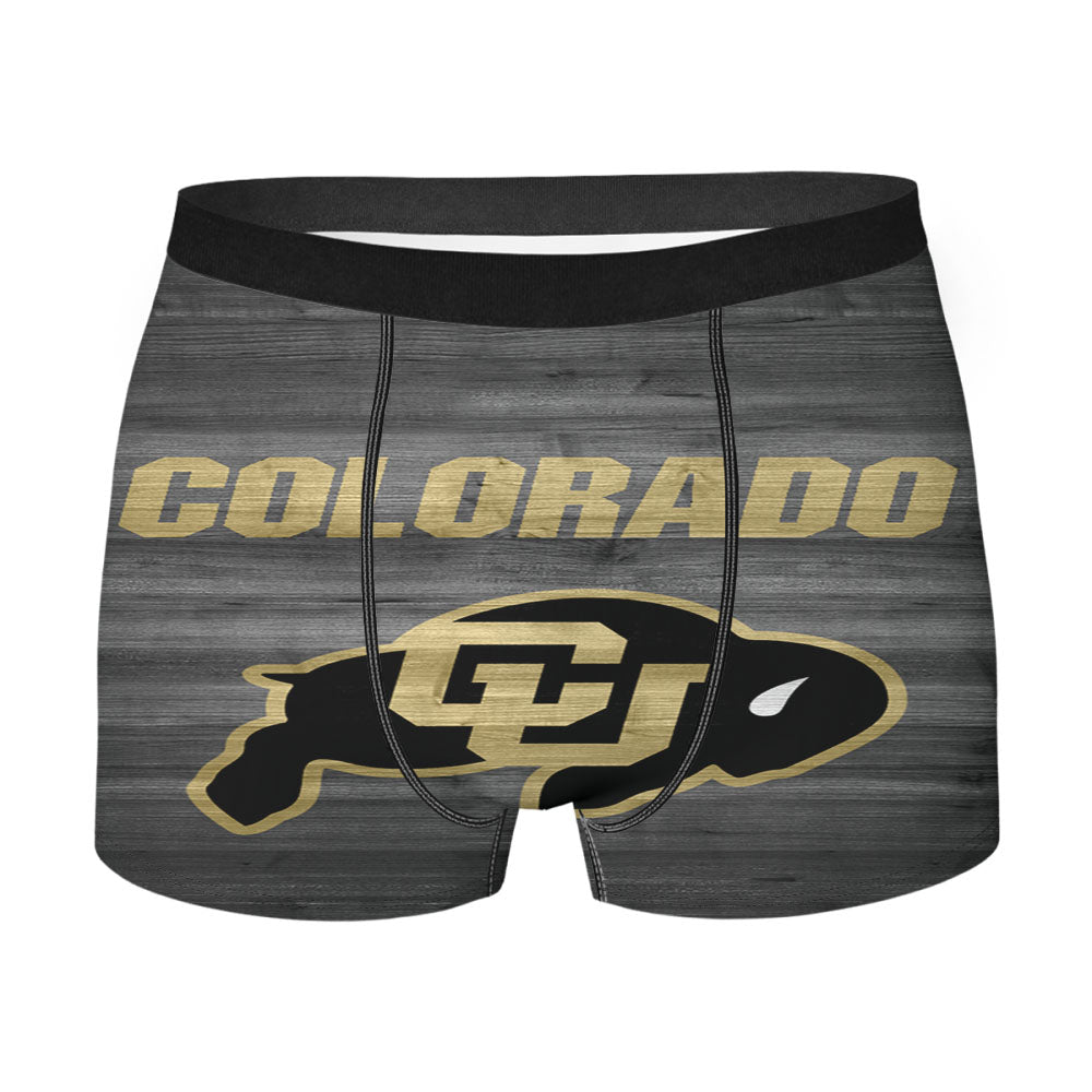 Colorado Buffaloes University Logo Dark Wood Men's Boxer Briefs
