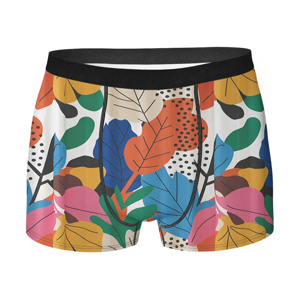 Colorful Maximalist Botanical Men's Boxer Briefs