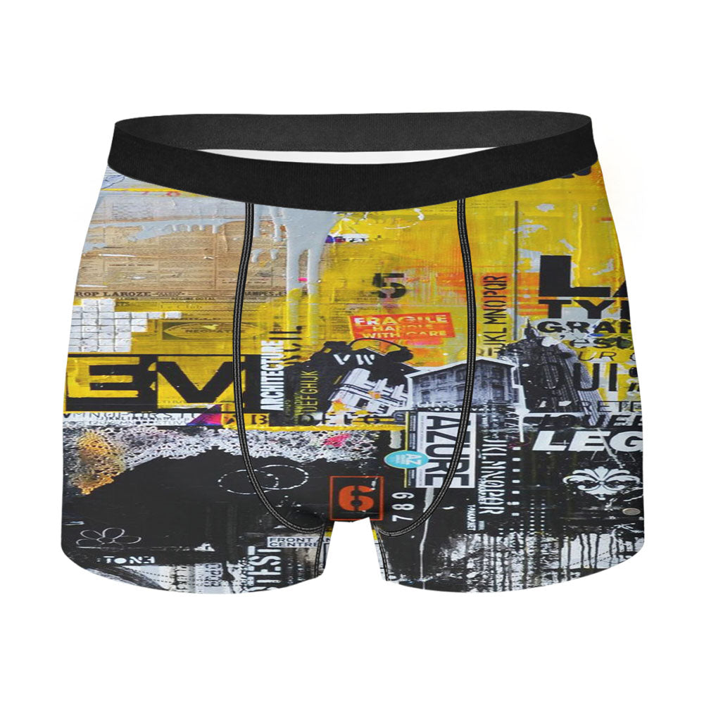 Contemporary Collage Hypebeast Pattern Men's Boxer Briefs