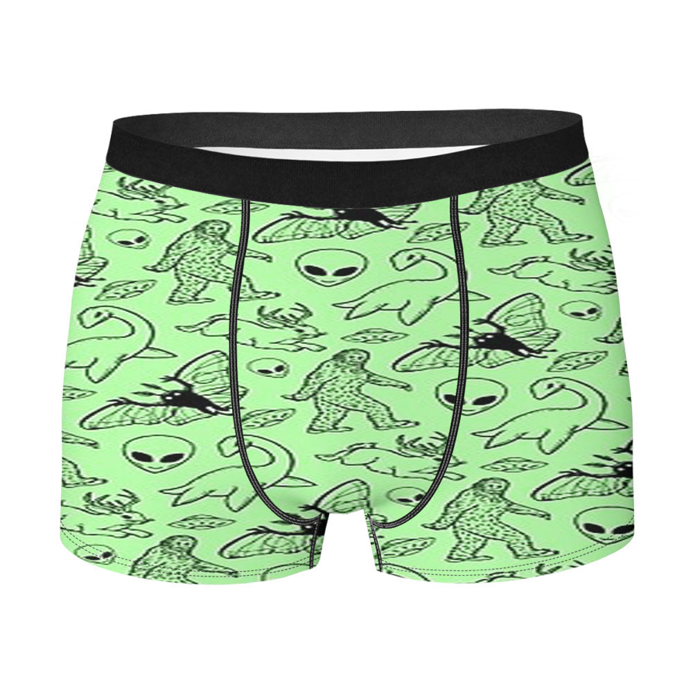 Cryptid Pattern Green Lines Men's Boxer Briefs