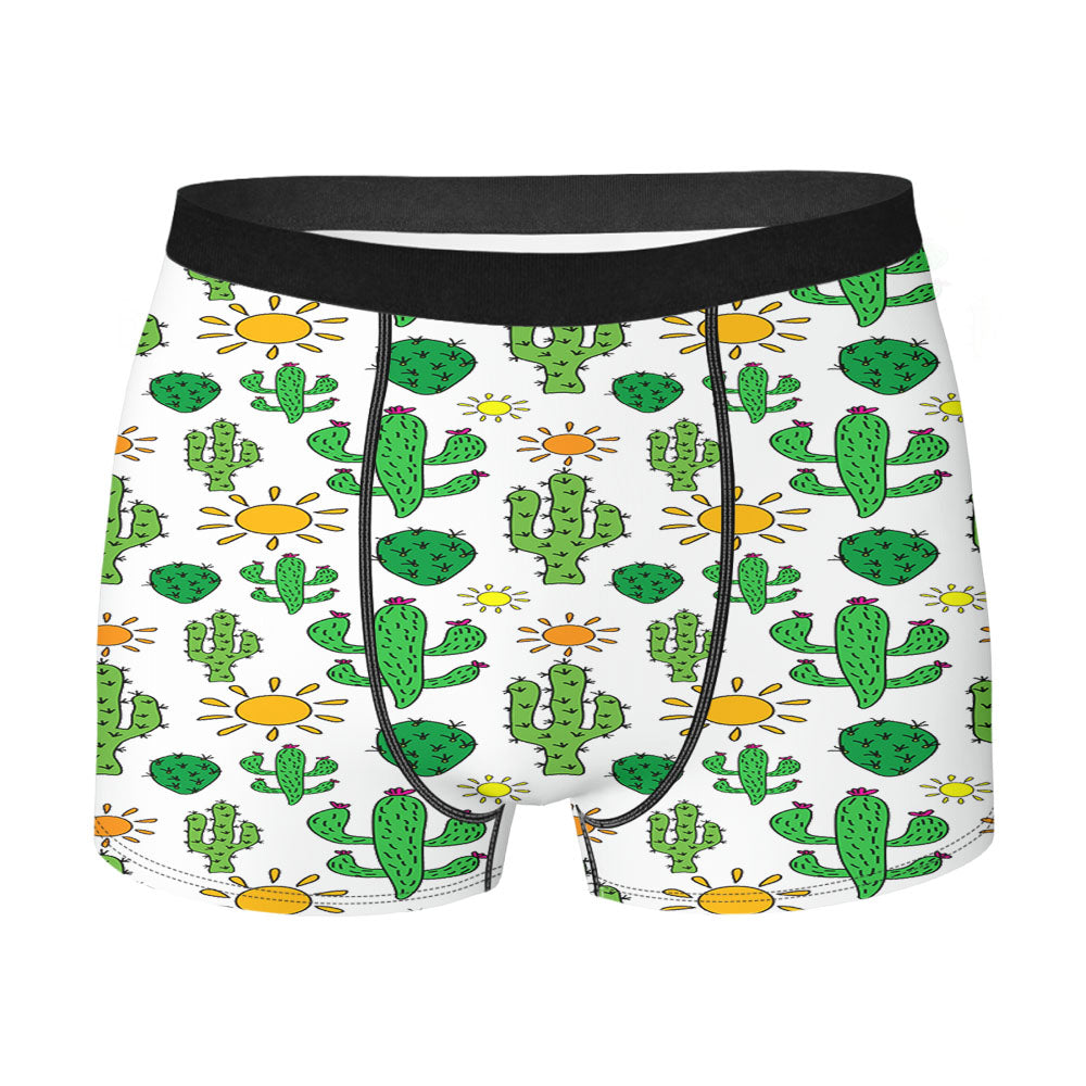 Cute Desert Cactus Pattern Men's Boxer Briefs