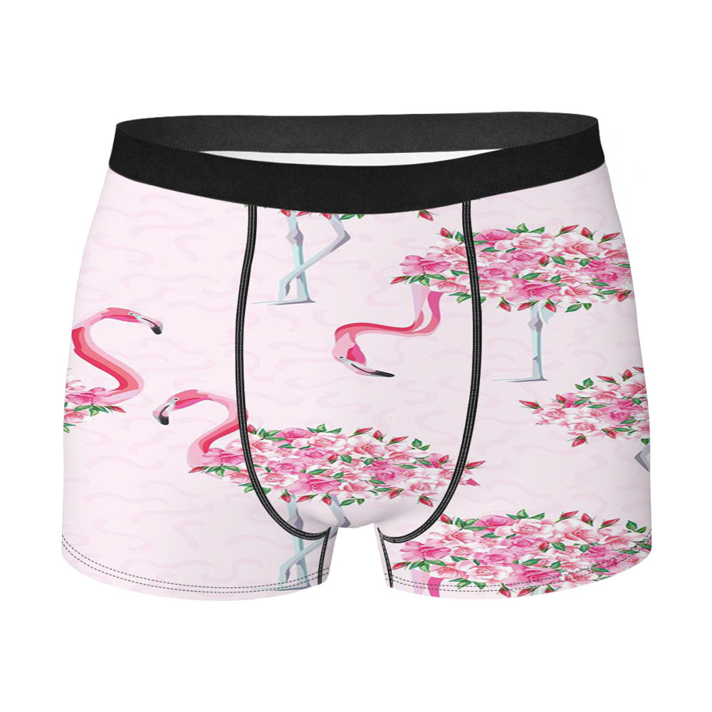 Cute Flamingo Flower Men's Boxer Briefs