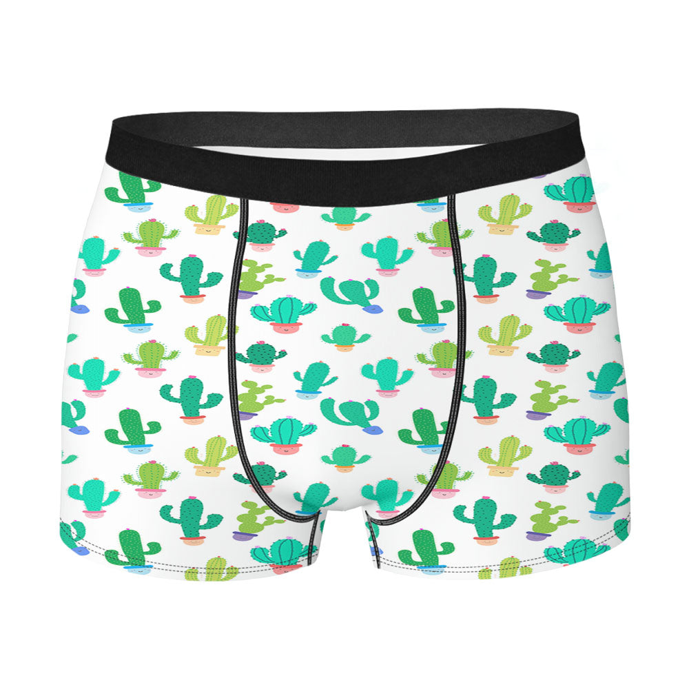 Cute Seamless Cactus Pattern Men's Boxer Briefs