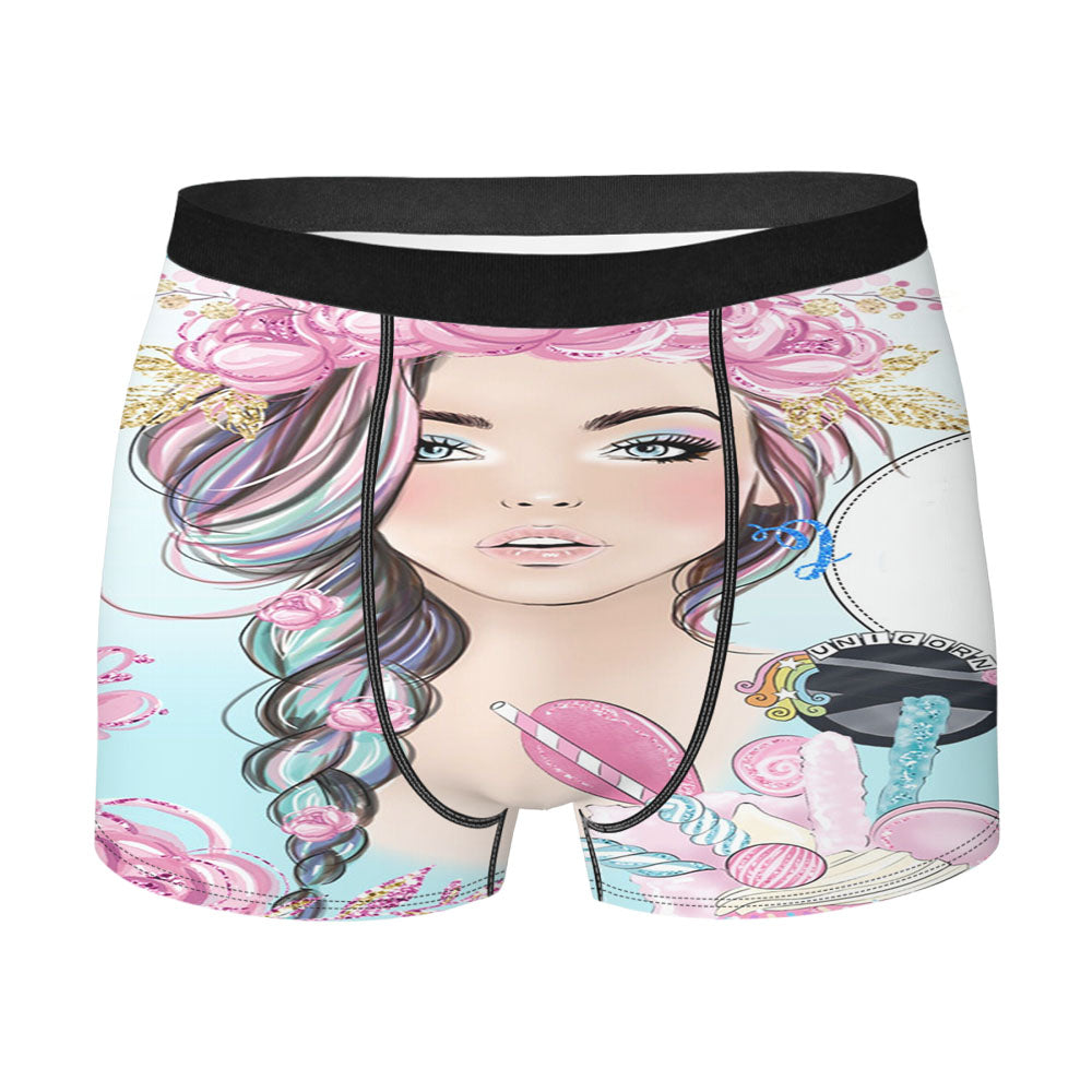 Cute Unicorn Girl Men's Boxer Briefs