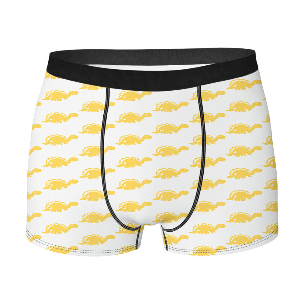 Cute Yellow Stegosaurus Dinosaur Pattern Animal Men's Boxer Briefs