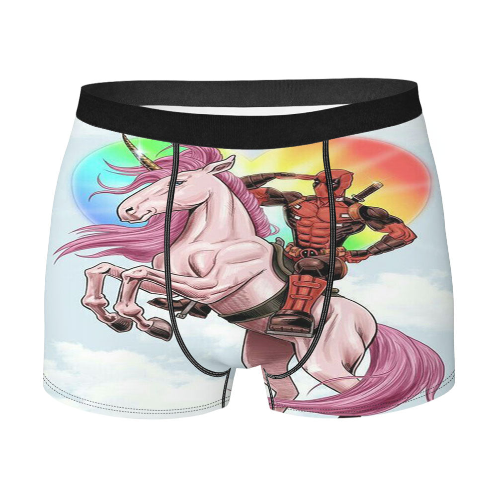 Deadpool Riding With Unicorn Men's Boxer Briefs