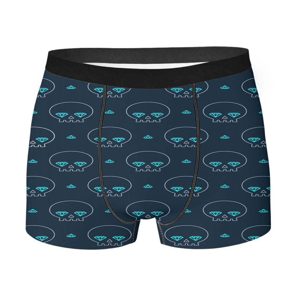 Diamond Supply Pattern Blue Skull Men's Boxer Briefs