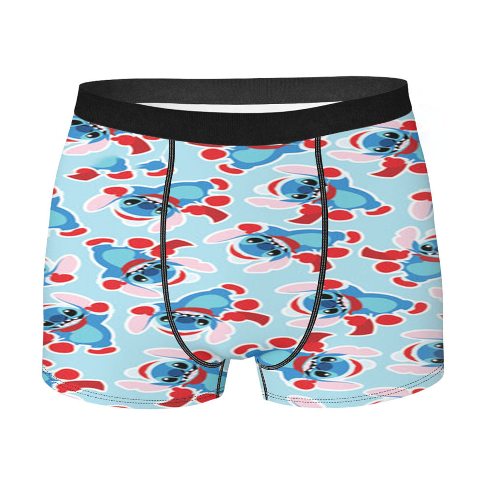 Disney Christmas Blue Alien Christmas Pattern Men's Boxer Briefs