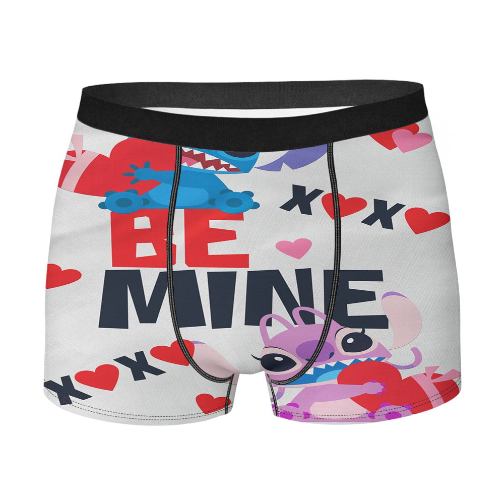 Disney Stitch Be Mine Valentines Men's Boxer Briefs