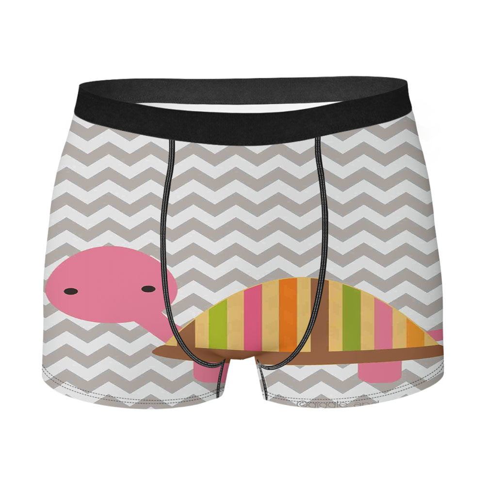 Diy Cute Pink Tortoise Pattern Chevron Men's Boxer Briefs