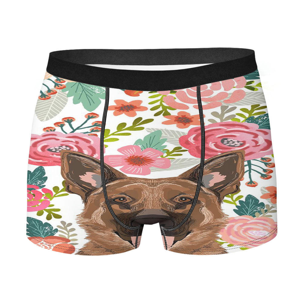 Dog Floral Art Men's Boxer Briefs