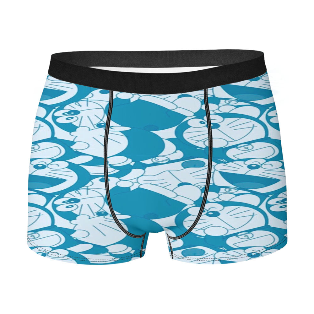 Doraemon Full Blue Pattern Men's Boxer Briefs