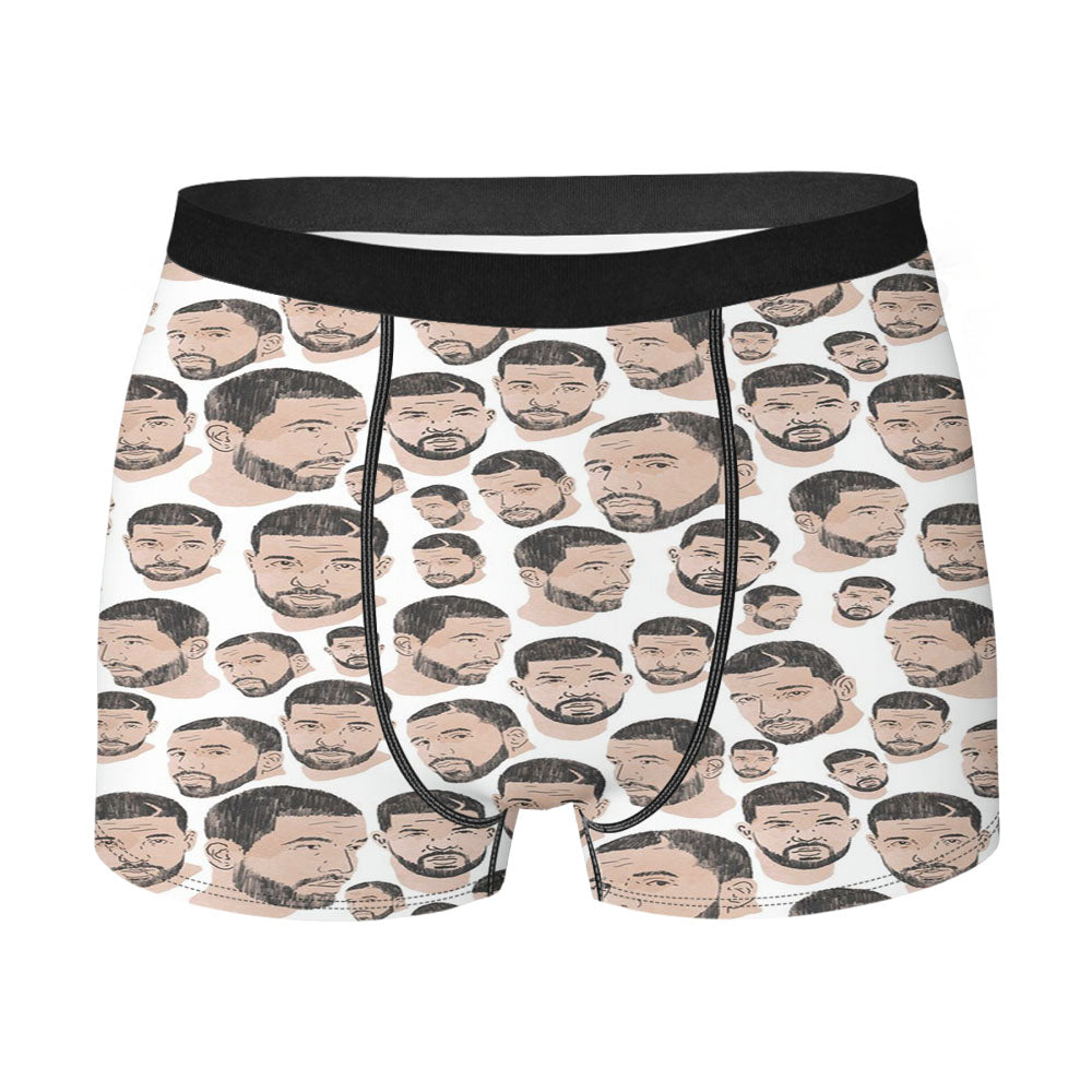 Drake Face Pattern Men's Boxer Briefs