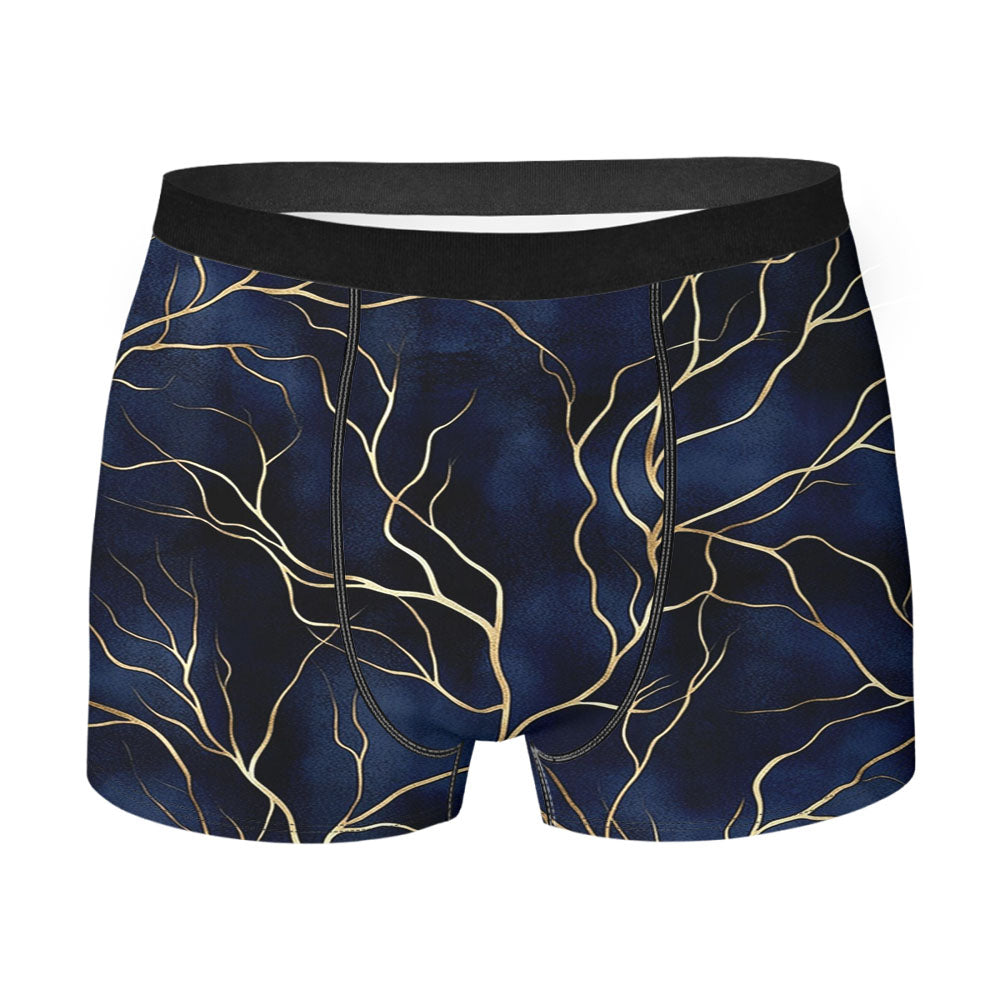 Elegant Gold And Navy Men's Boxer Briefs