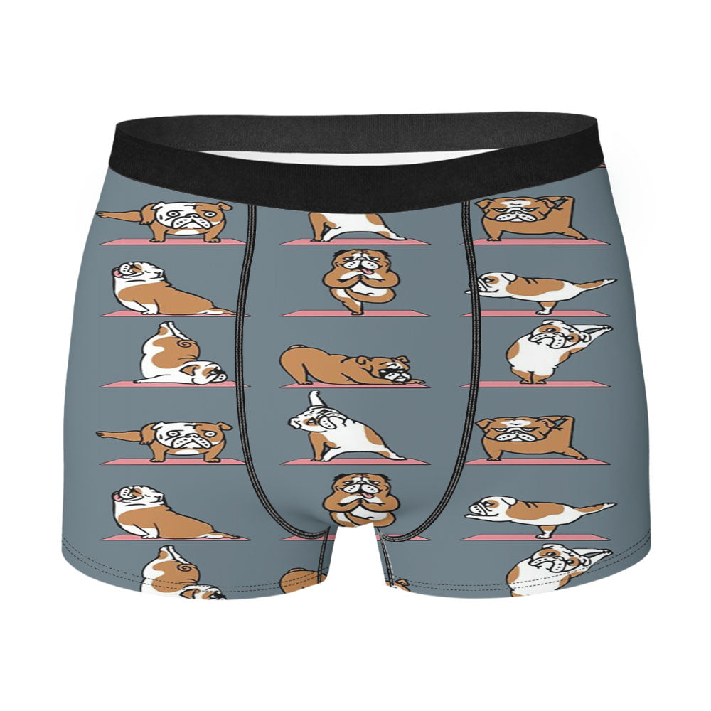 English Bulldog Yoga Pattern Men's Boxer Briefs