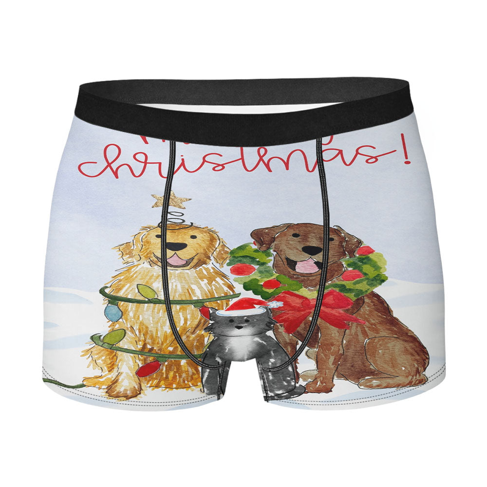 Festive Christmas Mix And Match Pet Men's Boxer Briefs