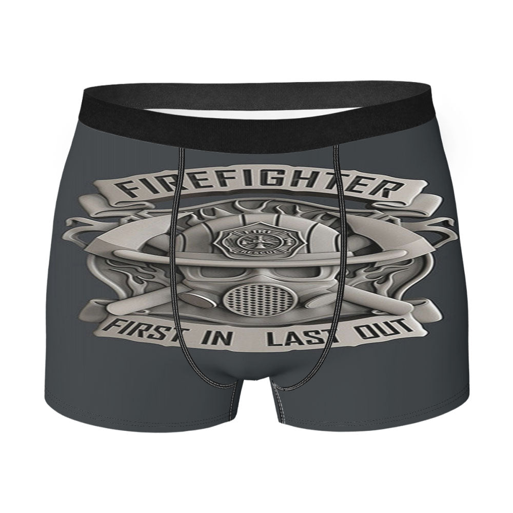 Fire Fighter Logo Last Out Men's Boxer Briefs