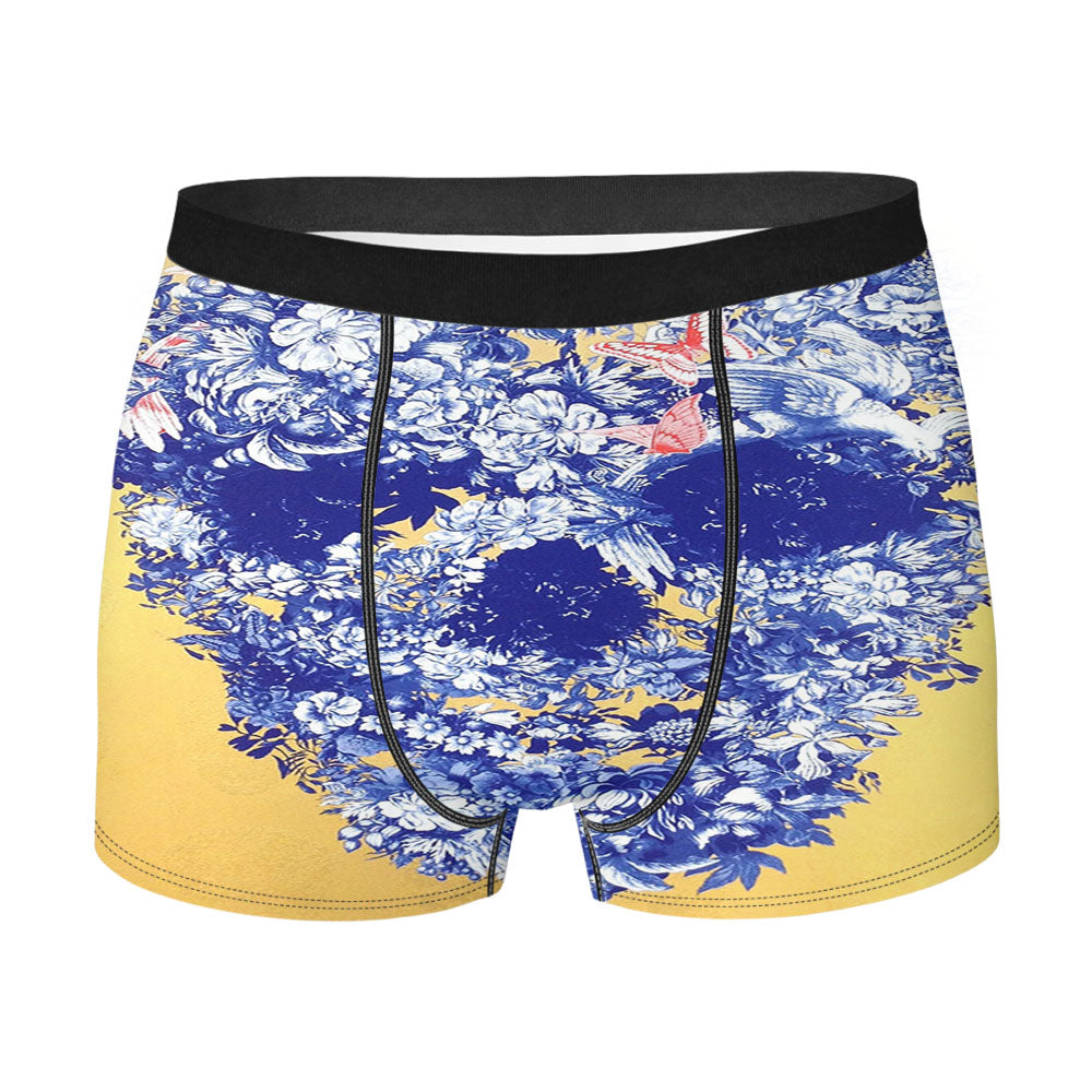Floral Skull Men's Boxer Briefs