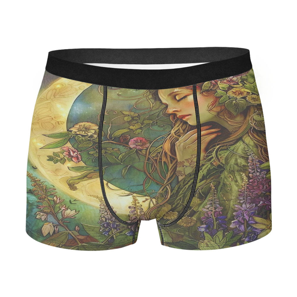 Floral Summer Earth Goddess Men's Boxer Briefs