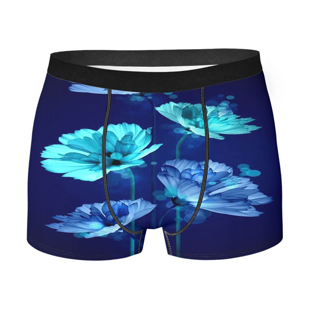 Flower Beautiful Blue Night Men's Boxer Briefs