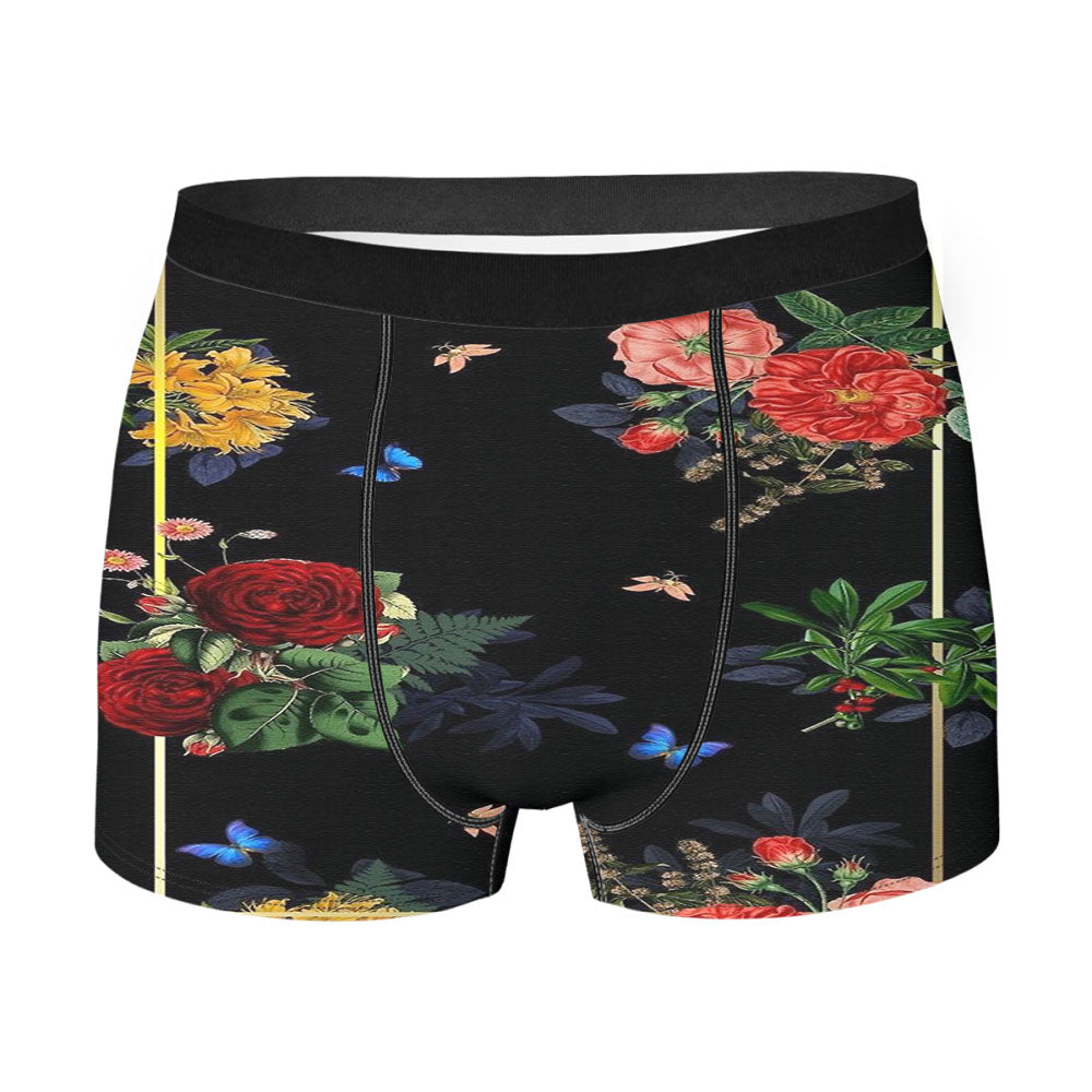 Flower Black Tropicals Men's Boxer Briefs