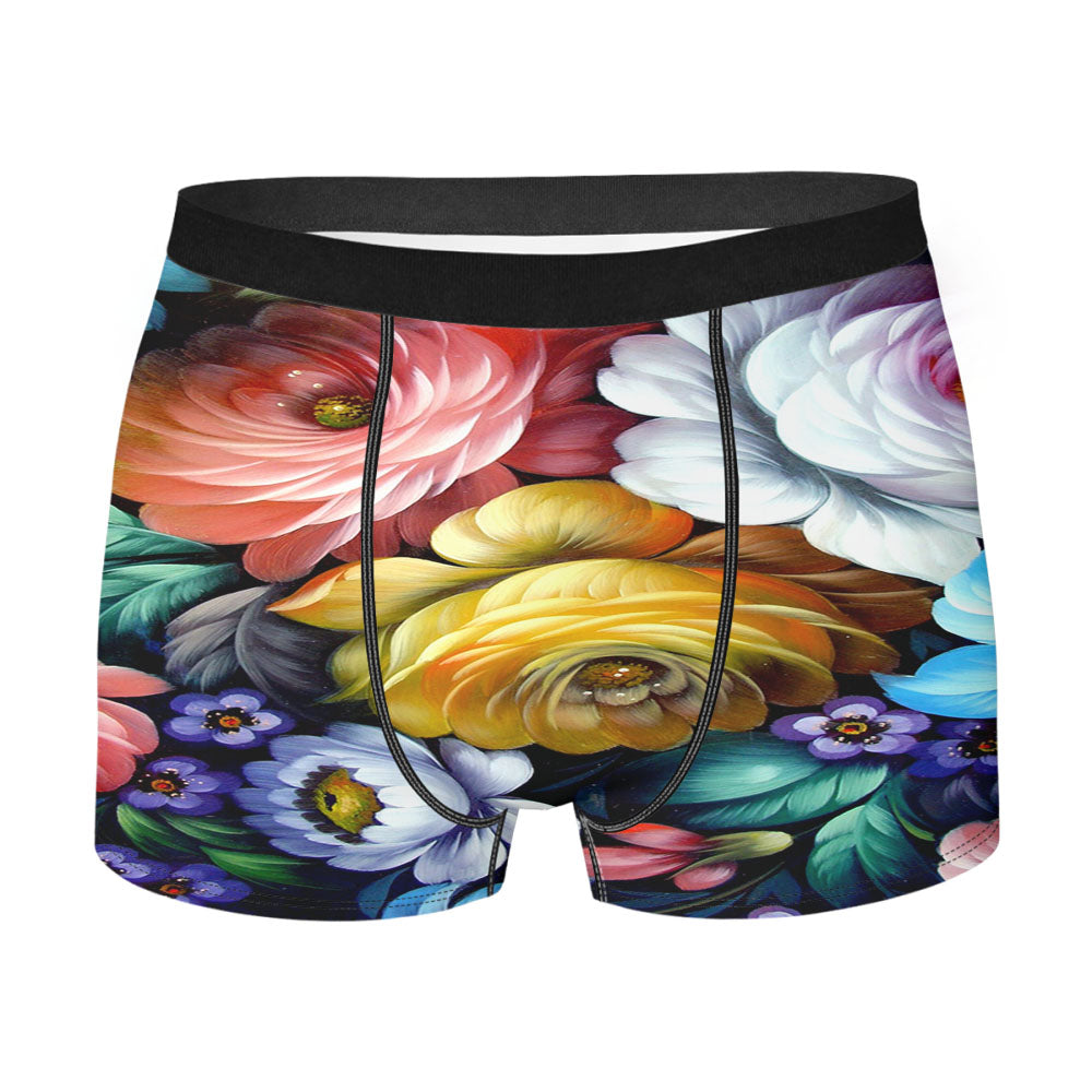 Flower Watercolor Art 3D Men's Boxer Briefs