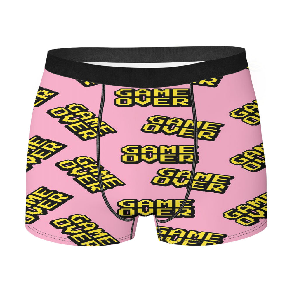 Game Over Pink Pattern Men's Boxer Briefs