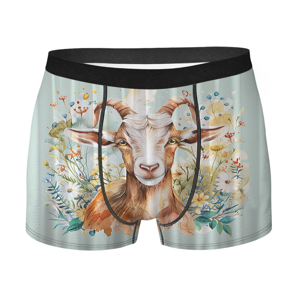 Goat In Wildflowers Men's Boxer Briefs