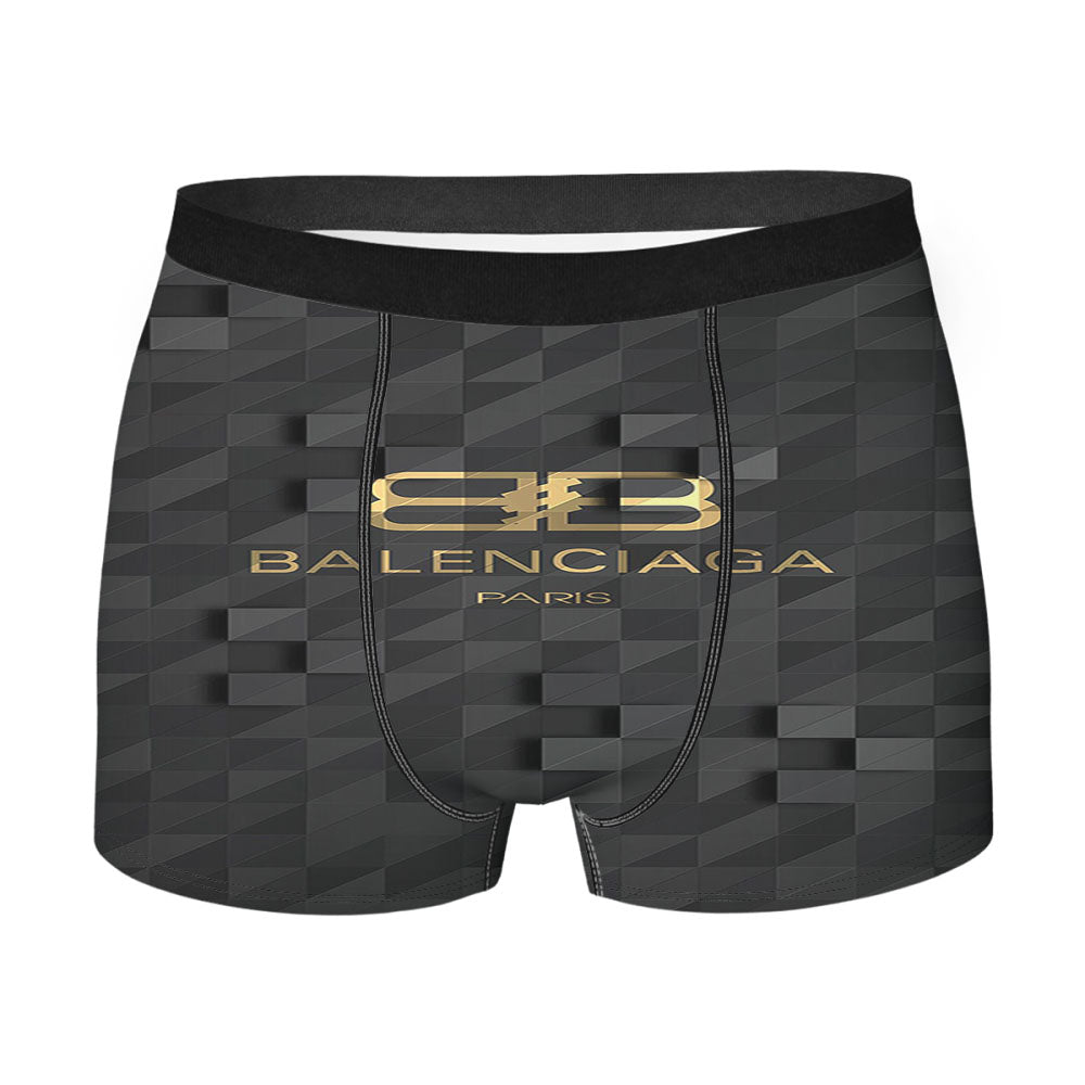 Gold Balenciaga Paris Black Prism Men's Boxer Briefs
