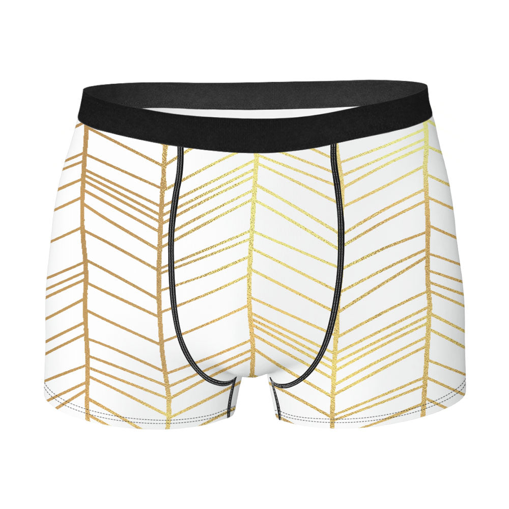 Gold Hand Drawn Chevron Seamless Pattern Men's Boxer Briefs