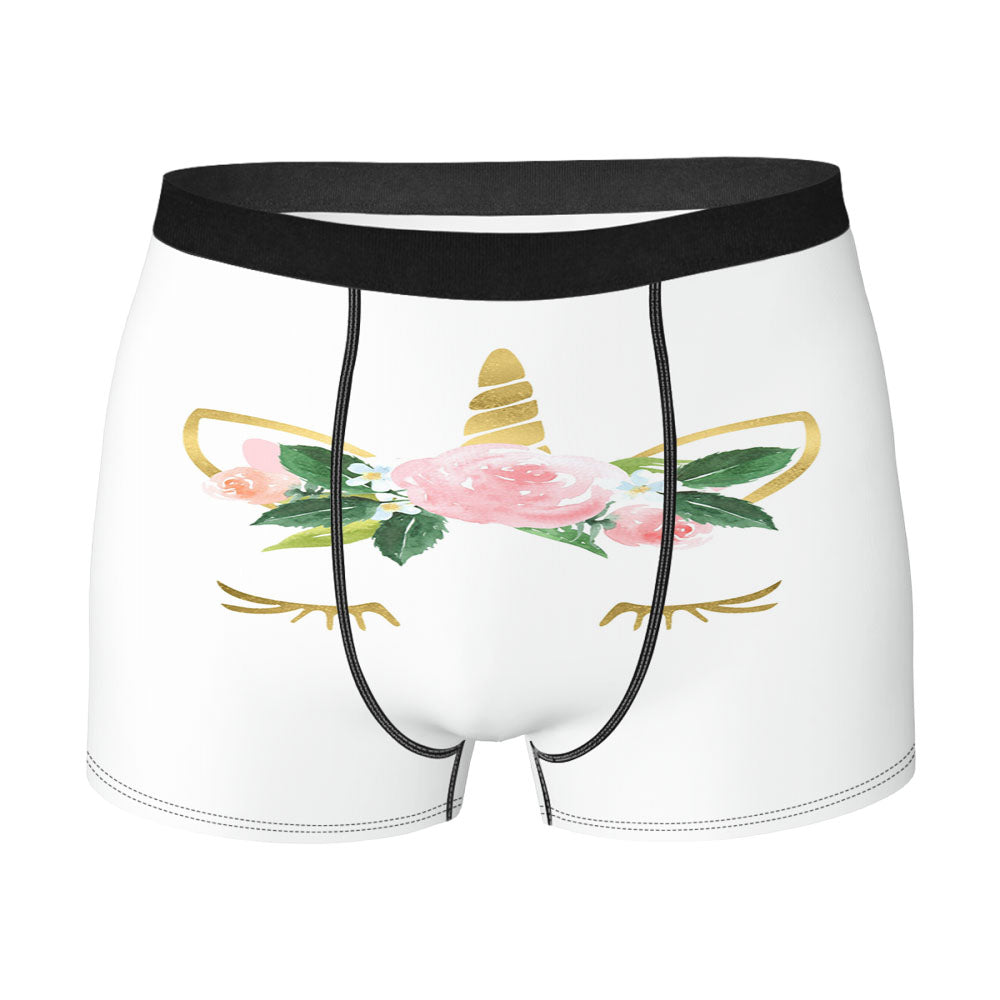 Gold Unicorn Flower Crown Nursery Girls Men's Boxer Briefs
