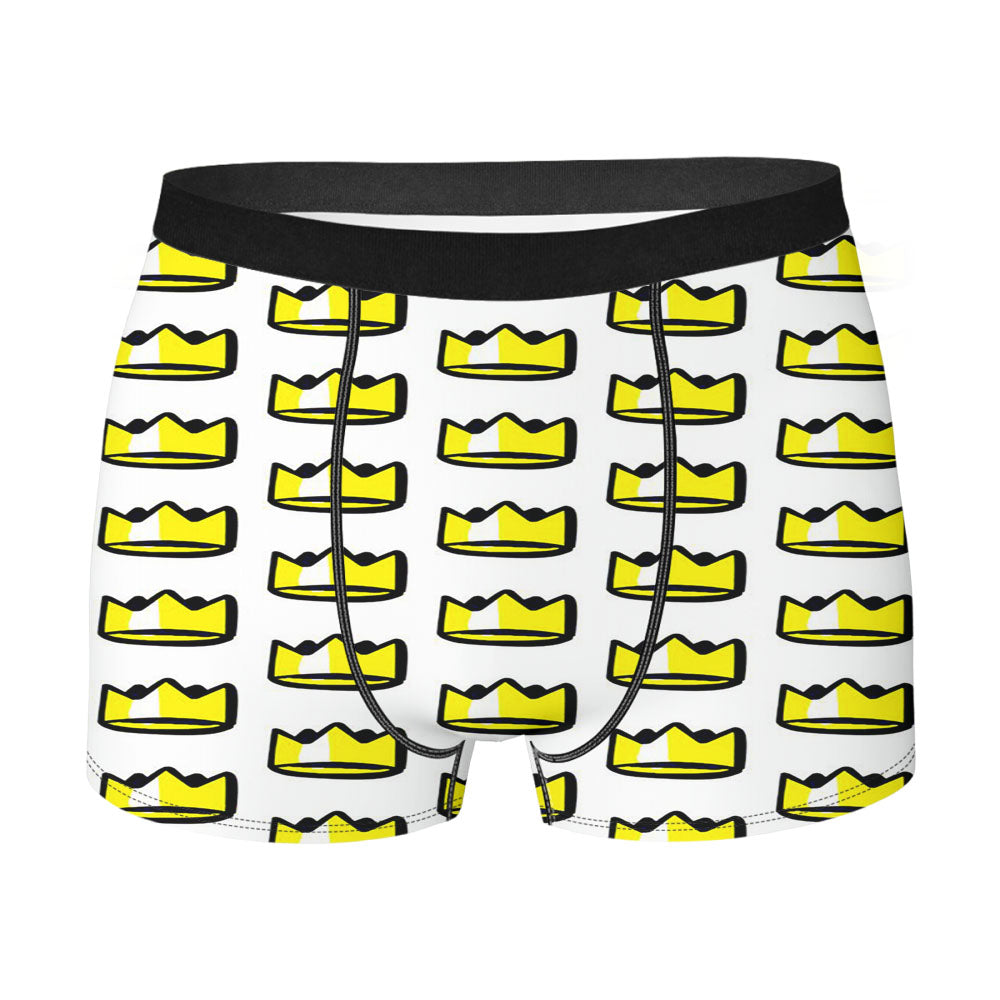 Golden Royal Crown Pattern Men's Boxer Briefs