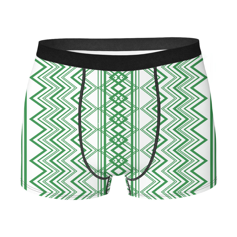 Green Aztec Zigzag Seamless Pattern Men's Boxer Briefs