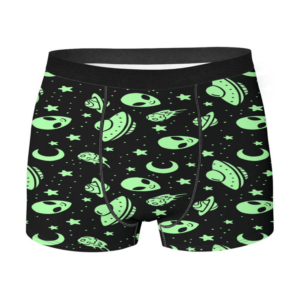 Green Pattern Space Traveller Men's Boxer Briefs