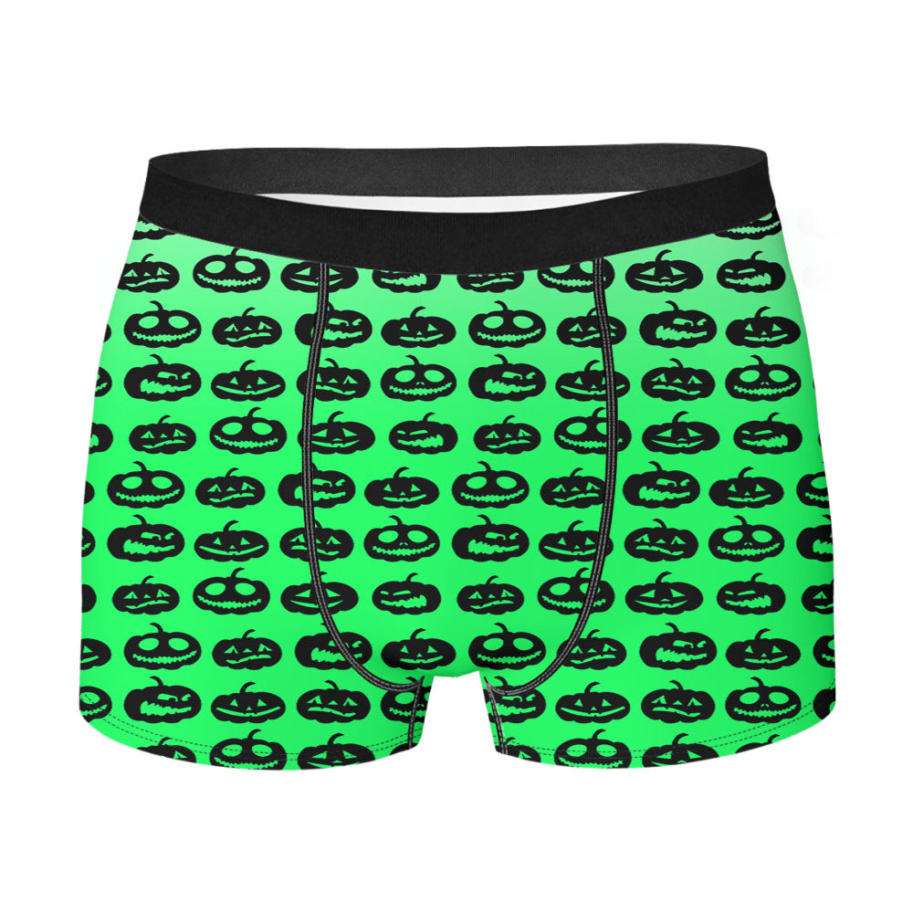 Green Pumpkins Pattern Silhouette Men's Boxer Briefs