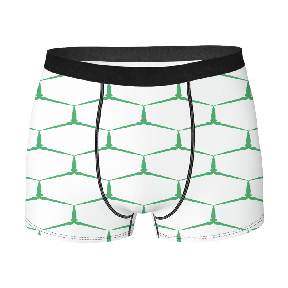 Green Seamless Hexagonalism Pattern Men's Boxer Briefs