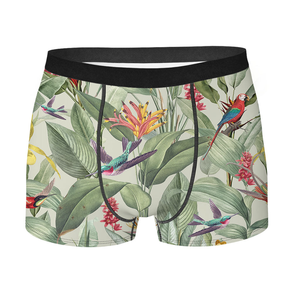 Green Tropical Pattern Men's Boxer Briefs