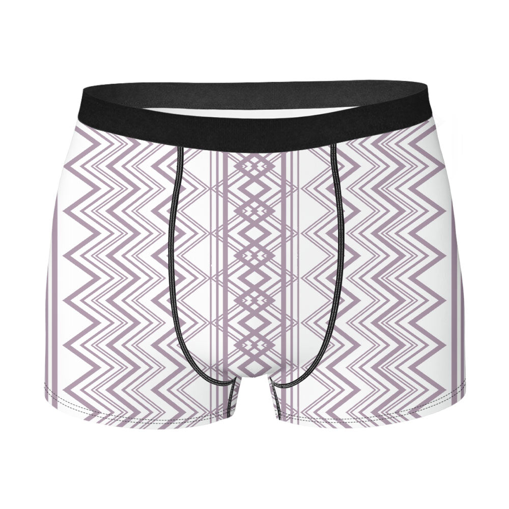 Grey Purple Aztec Zigzag Seamless Pattern Men's Boxer Briefs