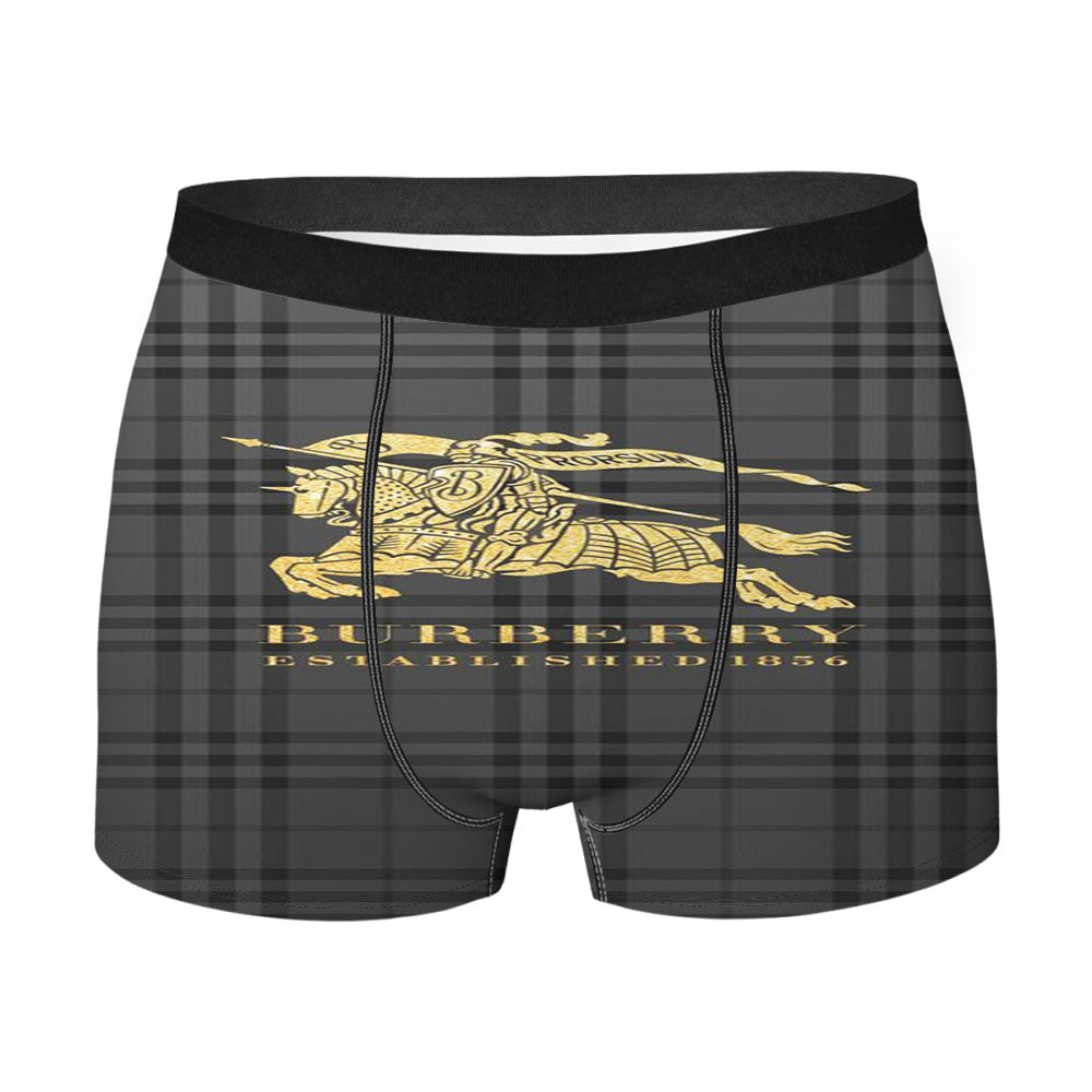 Grey Stripe Burberry Gold Men's Boxer Briefs