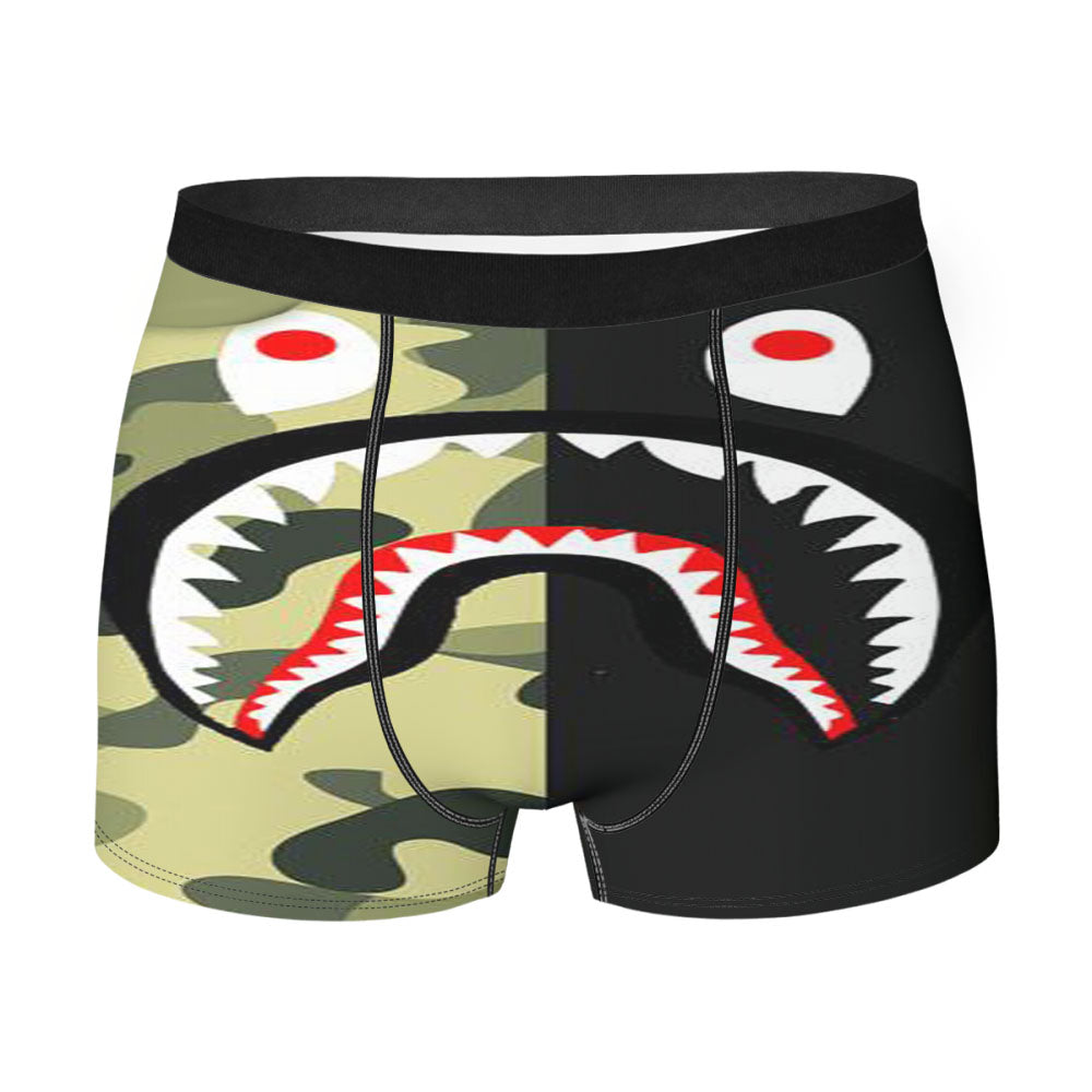 Half Camo Bape Shark Face Pattern Men's Boxer Briefs