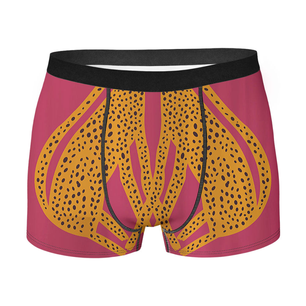 Hand Drawn Cute Leopards Hot Pink Men's Boxer Briefs