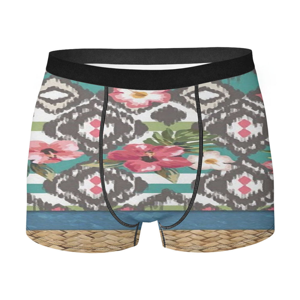 Hand Painted Tribal Flowers Men's Boxer Briefs